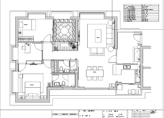 珠海海湾国际公寓示范单位室内设计施工图-1