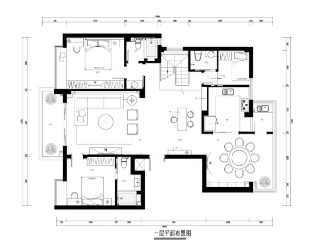 连江复式楼室内装修设计完整施工图及效果图-1