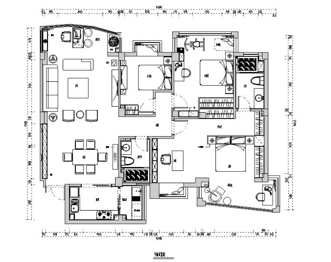 富贵天城三居室住宅设计施工图（附效果图）-1