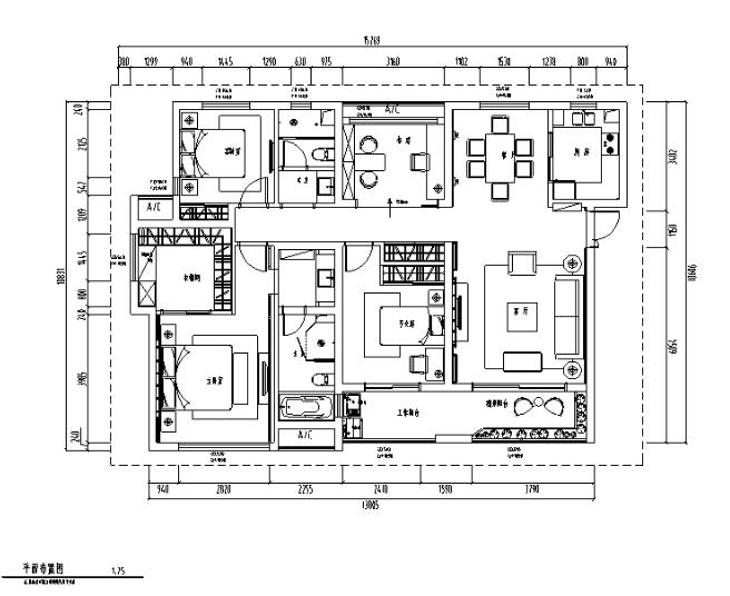 中式风格四居室住宅设计施工图（附效果图）-1