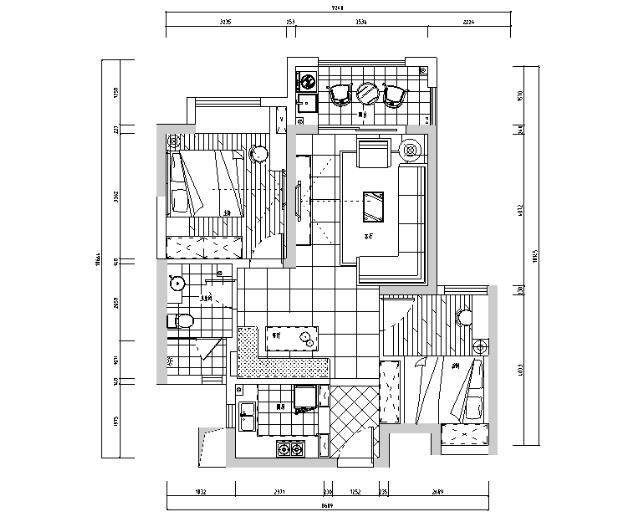 金地艺境秘色主题二居室住宅设计施工图（附效果图）-1