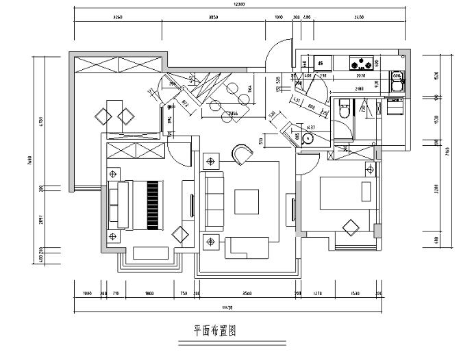 [江苏]常熟老街二居室住宅设计施工图（附效果图）-1