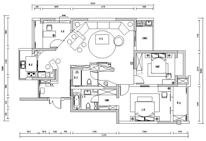 苏州水岸枫情三居室住宅设计施工图（附效果图）-1