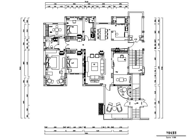 新中式风格新东方朴素四居室住宅设计施工图（附效果图...-1