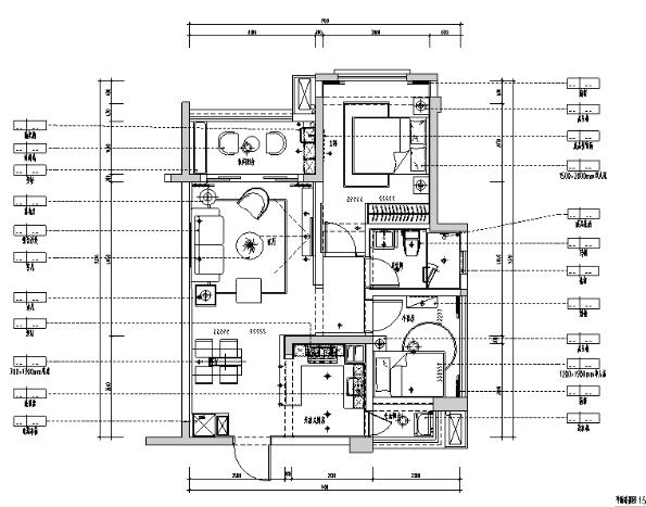 样板房三居室设计施工图（附效果图）-1