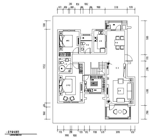简约主义风格三居室别墅设计施工图（附效果图）-1