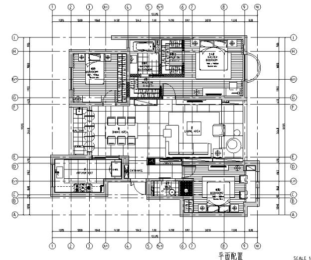 [福建]现代简约风格三居室住宅设计施工图（附效果图）-1