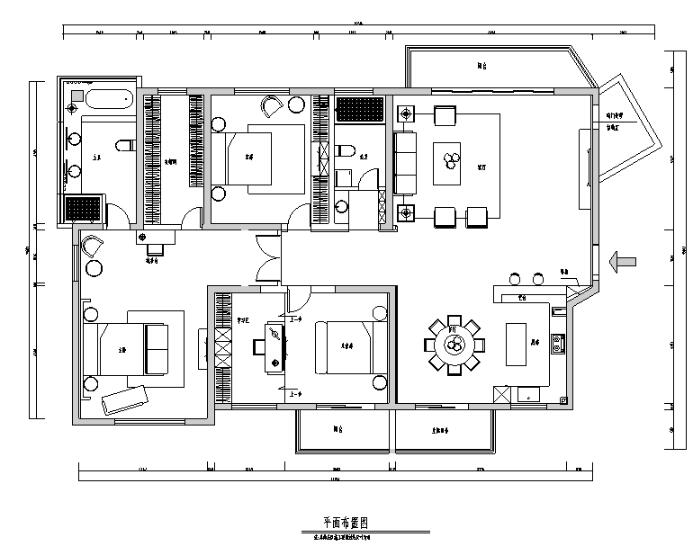 现代中式极简风三居室住宅空间设计施工图（附效果图）-1