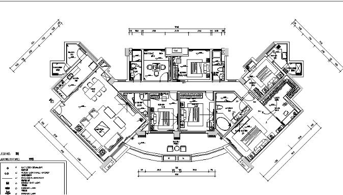 250平米四居室平层住宅设计施工图（附效果图）-1