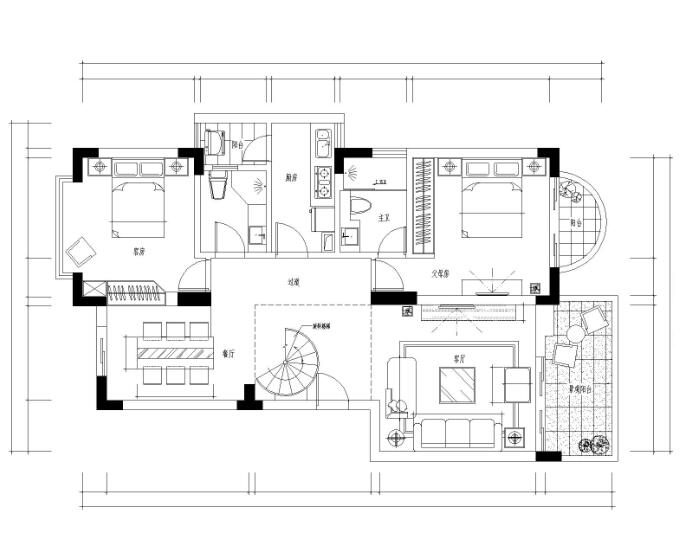 [福建]某复式现代风格别墅施工图及效果图-1