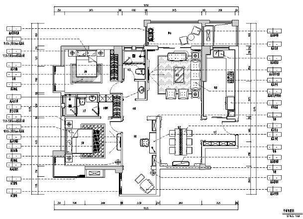 [湖北]大润发汽车新城B户型样板房设计施工图（附效果图...-1