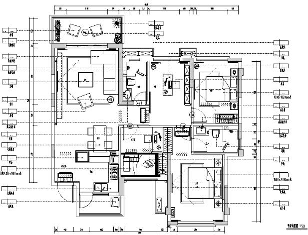现代简洁户型样板房设计施工图（附效果图）-1