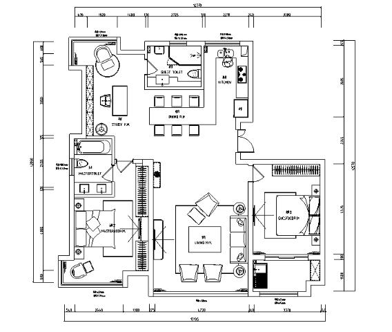 平行世界|江阴周庄丽景花园黑白灰空间住宅设计施工图...-1