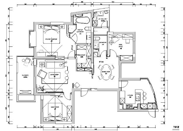 赞成林枫黑色空间现代简约样板间设计施工图（附效果图）-1