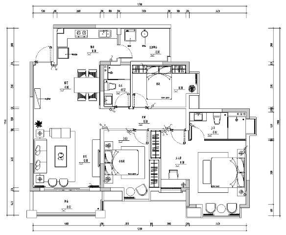 [广西]来宾海德堡3号样板房室内施工图设计（新中式风格...-1