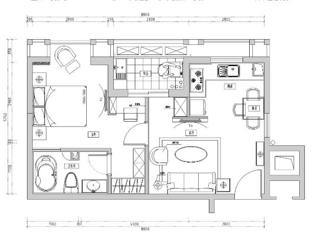 现代风格样板房室内施工图设计（附实景图）-1