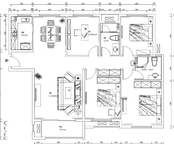 [河南]宏力新村商务广场样板房室内施工图设计(简约风格...-1