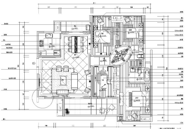 [广东]欧式城市时代T1B样板房室内施工图设计(浅色调欧式...-1