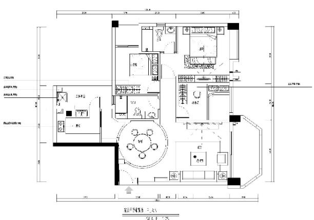 三居室现代风格施工图（附加效果图）-1