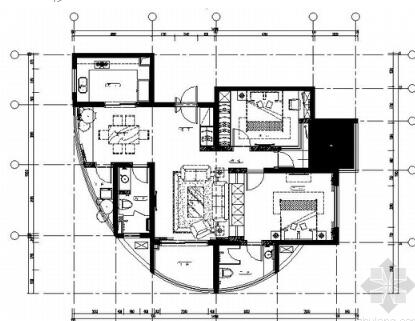 极简风格两居室样板房装修设计施工图（含效果）-1