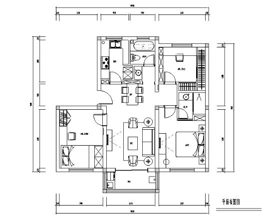 [江苏]现代90平米三居室住宅设计施工图（附效果图）-1