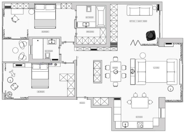 日式简约三居室室内设计方案（平面图+效果图）28页-1