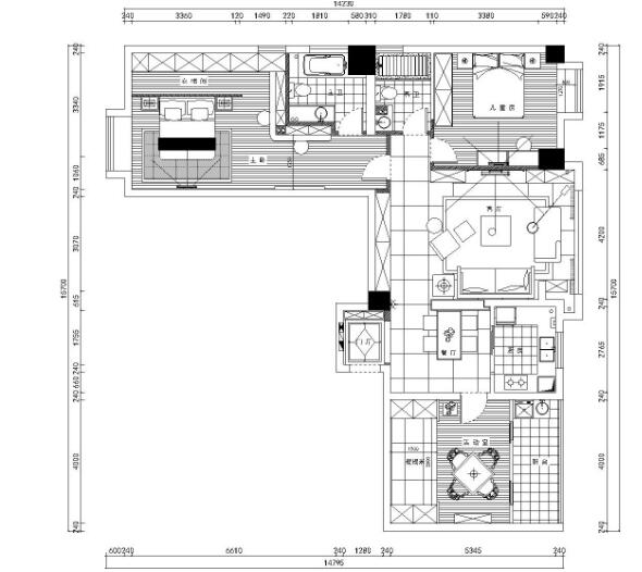 奥山世纪梦想空间三居室装修设计施工图纸(全套)-1