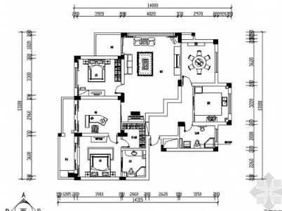 一小套经典三居室家装施工图-1