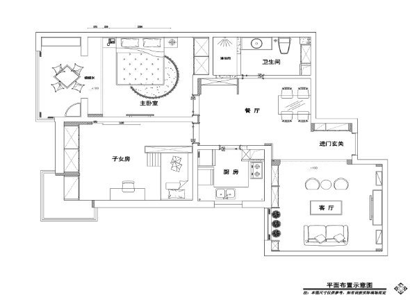 东南亚风格两居室住宅装修施工图+效果图-1