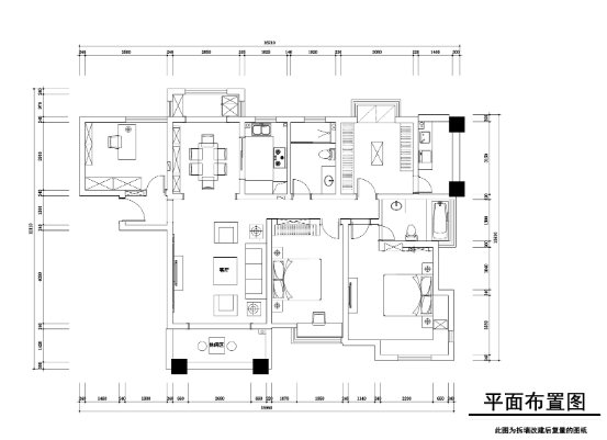 常熟​160平美式风格公寓房装修施工图-1