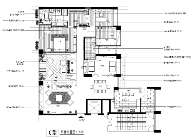 [深圳]邱春瑞_中信红树湾C,D户型样板房图纸-1