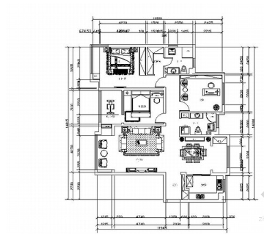 [毕业设计]中式风三居室装修设计CAD施工图（含效果）-1