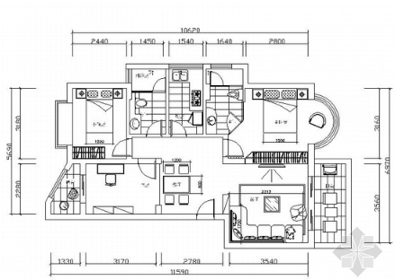 [西安]现代高档三居室样板房装修图（含效果）-1