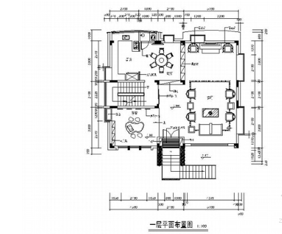 [广州]环境优雅别墅区新中式风格三层别墅装修施工图-1