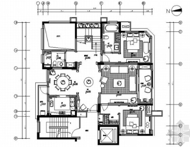 [安徽]斜屋顶复式顶层洋房室内装修施工图（含实景）-1