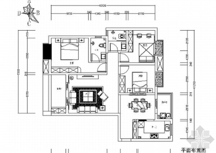 [江西]时尚新古典风格三居室公寓装修施工图（含效果）-1