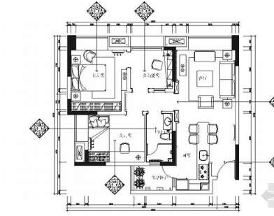 经典北欧风格两居室室内装修施工图-1