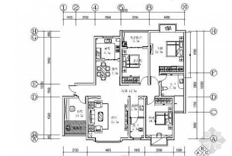[湖南]高档现代四居室室内装修施工图（含效果）-1