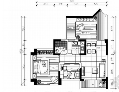 [武汉]高层住宅区时尚现代两居室样板间装修施工图（含效...-1
