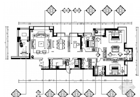 [珠海]奢华新古典四居室装修CAD施工图（含效果图）-1
