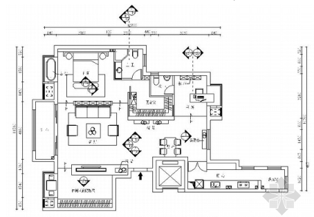 时尚现代工业风一居室样板间CAD装修施工图（含效果）-1