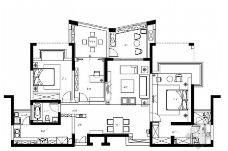 [苏州]多元化高尚国际社区现代三居室CAD装修施工图（含...-1