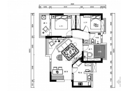 精品托斯卡纳地中海风格三居室装修室内设计施工图（含...-1