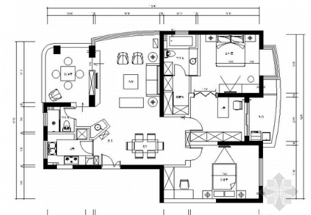 [苏州]花园洋房现代简约三室二厅CAD装修施工图（含高清...-1