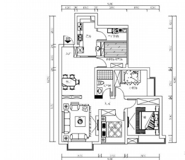 [四川]核心区简约现代风格四居室装修室内设计施工图-1