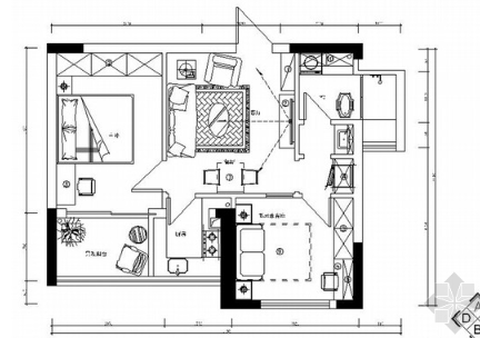 [湖南]精品地中海风格小两居室内装修施工图（含效果）-1
