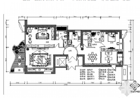 [福建]沉稳典雅新中式风格三居室室内装修施工图（含效果...-1