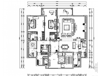 [北京]海淀区典雅简欧风格四居室样板间CAD装修施工图（...-1