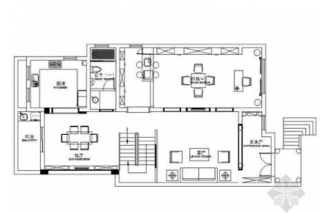 [常熟]500平精品新古典主义两层联体别墅CAD装修施工图（...-1