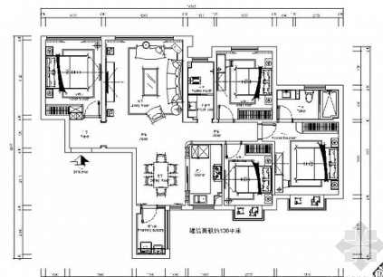 [原创]四室两厅现代温馨家装室内施工图（含效果图）-1